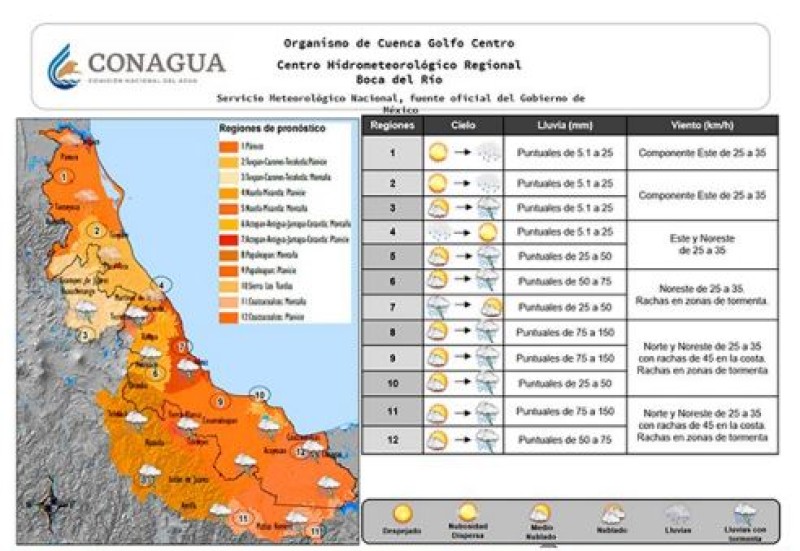 Se prevén lluvias para este jueves en la noche en mayor parte del Estado