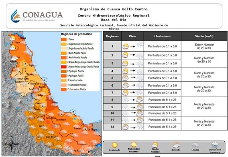 Lluvias y ambiente fresco este martes en el Estado