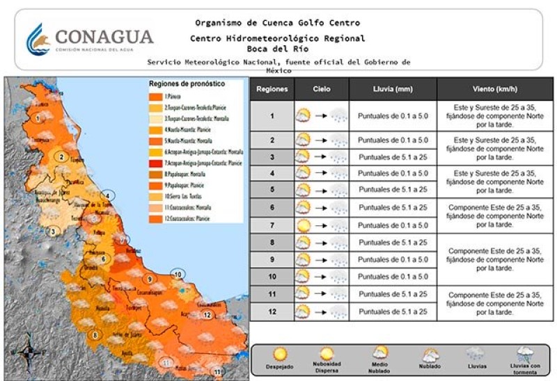 Frente frío ocasionará lluvias en mayor parte del Estado